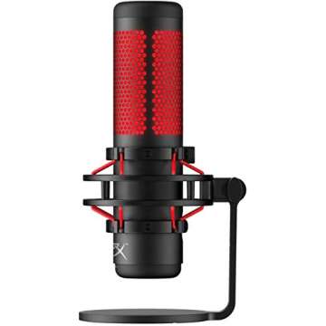 Newest HyperX - QuadCast USB Multi-Pattern Electret Condenser Microphone | 2020 Edition | for PS4, PC and Mac | Pop Filter | Anti-Vibration Shock Mount | | Red - Black | with KWALICABLE Bundle