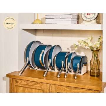 Caraway Deluxe Nonstick Ceramic Cookware Set (16 Piece) Pots, Frying Pans, Lids and Kitchen Storage - PFAS & PFOA Free - Oven Safe Ceramic Pan Set & Compatible with All Stovetops - Gray