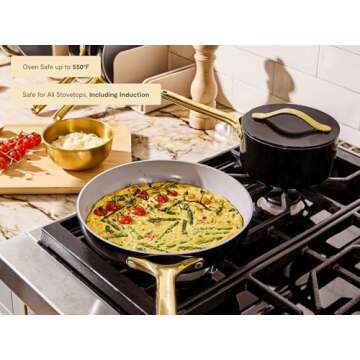 Caraway Deluxe Nonstick Ceramic Cookware Set (16 Piece) Pots, Frying Pans, Lids and Kitchen Storage - PFAS & PFOA Free - Oven Safe Ceramic Pan Set & Compatible with All Stovetops - Gray