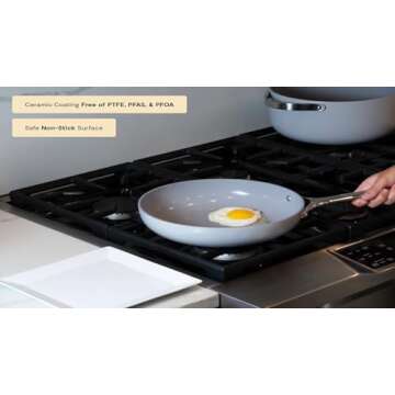 Caraway Deluxe Nonstick Ceramic Cookware Set (16 Piece) Pots, Frying Pans, Lids and Kitchen Storage - PFAS & PFOA Free - Oven Safe Ceramic Pan Set & Compatible with All Stovetops - Gray