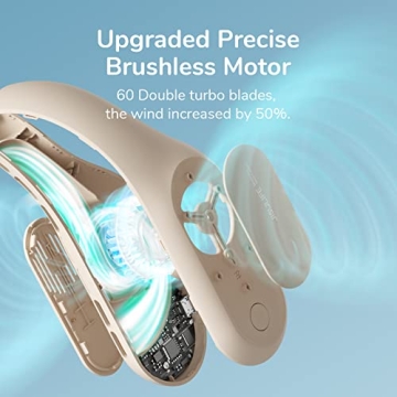 JISULIFE Bladeless Neck Fan - 3+1 Speeds, USB Rechargeable