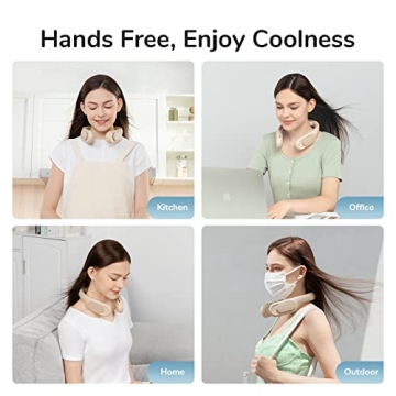 JISULIFE Bladeless Neck Fan - 3+1 Speeds, USB Rechargeable