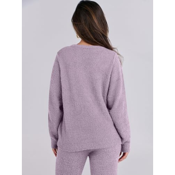 ANRABESS Women's Cozy Fleece Pajama Set for Fall Winter