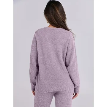 ANRABESS Women's Cozy Fleece Pajama Set for Fall Winter