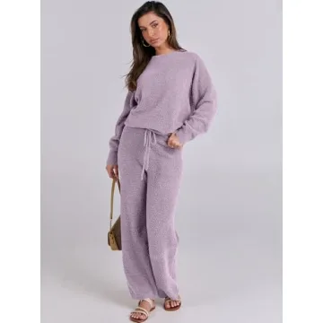 ANRABESS Women's Cozy Fleece Pajama Set for Fall Winter