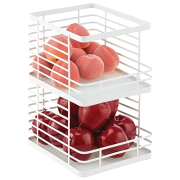 mDesign Stacking Wire Baskets for Pantry Storage Solutions