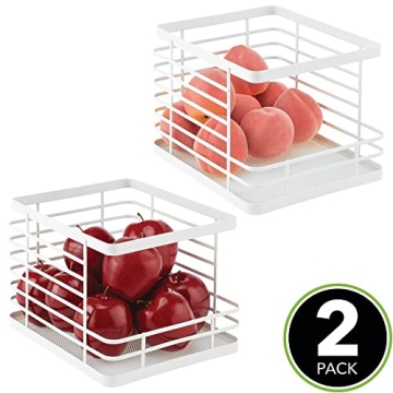 mDesign Stacking Wire Baskets for Pantry Storage Solutions