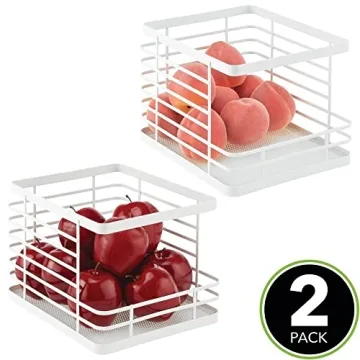 mDesign Stacking Wire Baskets for Pantry Storage Solutions