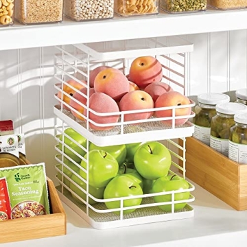 mDesign Stacking Wire Baskets for Pantry Storage Solutions