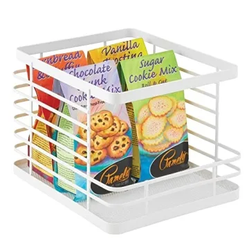 mDesign Stacking Wire Baskets for Pantry Storage Solutions