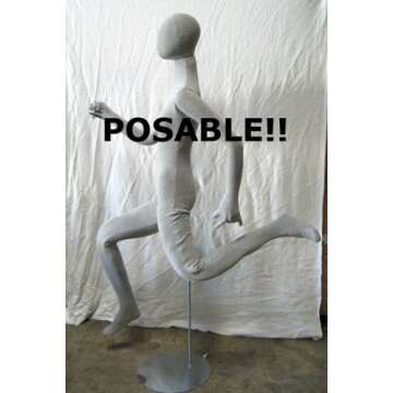 Soft Flexible Bendable Male Mannequin with Egg Head - Black
