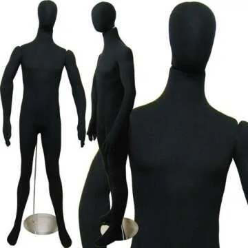 Soft Flexible Bendable Male Mannequin with Egg Head - Black