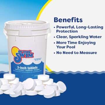In The Swim 3 Inch Stabilized Chlorine Tablets for Sanitizing Swimming Pools - Individually Wrapped,...