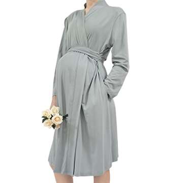 SUFEINI Maternity Robes and Matching Swaddle Blanket Set, Women Mommy Postpartum Robe Hospital Labor...