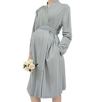 SUFEINI Maternity Robes and Matching Swaddle Blanket Set, Women Mommy Postpartum Robe Hospital Labor...