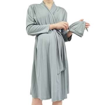 SUFEINI Maternity Robes with Matching Swaddle Blanket Set