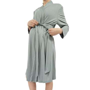 SUFEINI Maternity Robes with Matching Swaddle Blanket Set