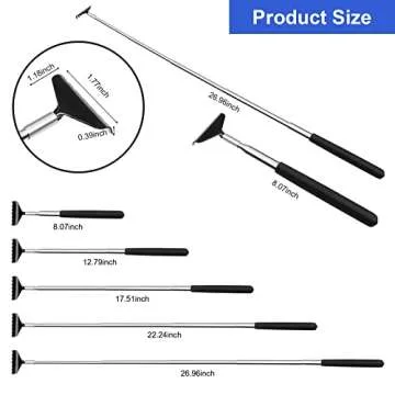 (3-Pack) Black Telescopic Back Scratcher, ELASO Portable Extendable Stainless Steel Back Scratchers ...