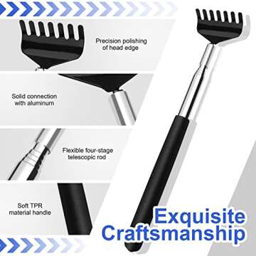 (3-Pack) Black Telescopic Back Scratcher, ELASO Portable Extendable Stainless Steel Back Scratchers for Men Women with Beautiful Carry Bag