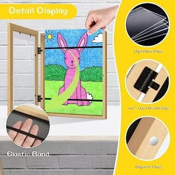 3-Pack Kids Woodgrain Art Frames for Creativity Display