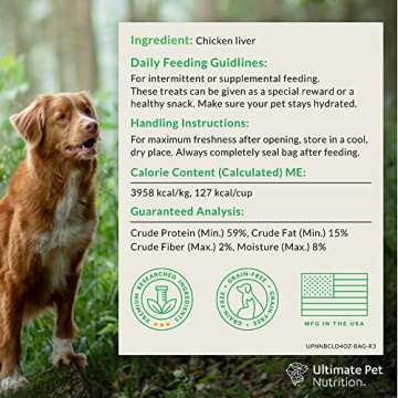 ULTIMATE PET NUTRITION Nutra Bites Freeze Dried Raw Single Ingredient Training Treats Food Topper for Dogs, 4 Ounces, Chicken Liver