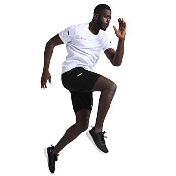 BUYJYA Men's Workout Clothes Athletic Shorts Shirt Set 3 Pack Basketball Football Training Running Gym Christmas gifts