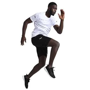 BUYJYA Men's Workout Clothes Athletic Shorts Shirt Set 3 Pack Basketball Football Training Running Gym Christmas gifts