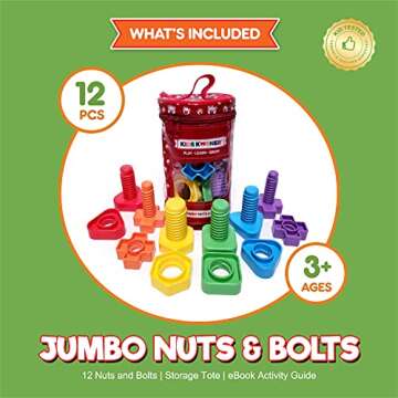 Jumbo Nuts and Bolts For Toddlers - Fine Motor Skills Rainbow Matching Game Montessori Toys For Todd...