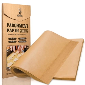Hiware Parchment Paper Baking Sheets - 200 Precut Non-Stick 9x13 Inches