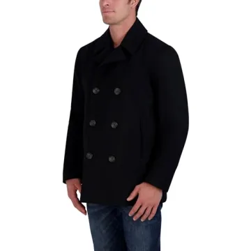 Nautica Men's Wool Blend Peacoat - Black, Large