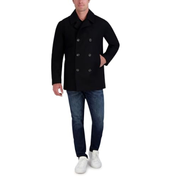 Nautica Men's Wool Blend Peacoat - Black, Large