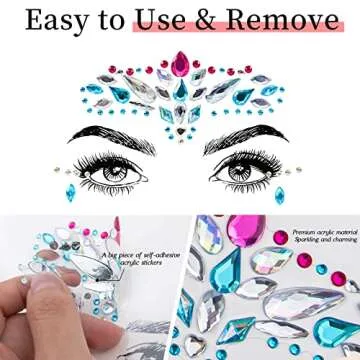 COKOHAPPY 6 Sets Rhinestone Mermaid Face Jewels Tattoo - BODY STICKERS Crystal Tears Gem Stones Bindi Temporary Stickers (Collection 1)