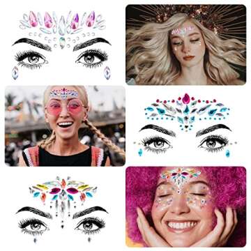 COKOHAPPY 6 Sets Rhinestone Mermaid Face Jewels Tattoo - BODY STICKERS Crystal Tears Gem Stones Bindi Temporary Stickers (Collection 1)