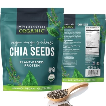 Viva Naturals Organic Chia Seeds 2 LBs - Plant-Based Omega-3 and Vegan Protein, Perfect for Smoothie...