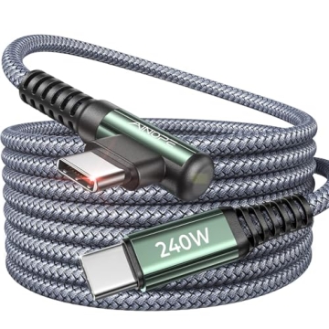 AINOPE 240W USB C to USB C Cable Right Angle [10FT] - Fast Charging & Durable