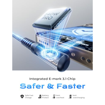 AINOPE 240W USB C Cable Right Angle 10FT Fast Charger