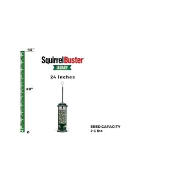Squirrel Buster Legacy Squirrel-proof Bird Feeder w/4 Metal Perches, 2.6-pound Seed Capacity