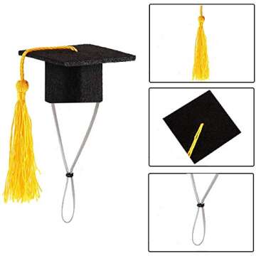 Small Animal Graduation Caps Mini Bachelor Hats With Bright Tassel Costume for Guinea Pigs,Hedgehog,...