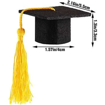 Small Animal Graduation Caps Mini Bachelor Hats With Bright Tassel Costume for Guinea Pigs,Hedgehog,Bird,Turtles,Hamster,Bearded Dragon,Rabbit,Ferret Photo Props Hat Holiday Costume Accessory (Yellow)