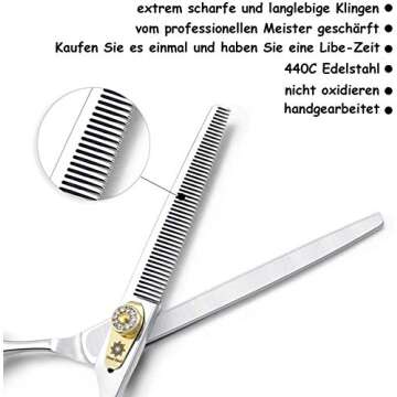 Dream Reach Professional Dog Grooming Straight, Curved, Thinning/Blending/Chunking Scissors Kit, JP-...