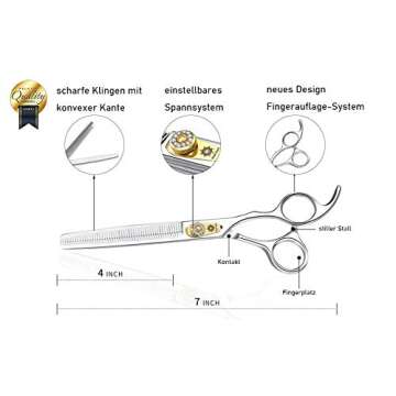 Dream Reach Professional Dog Grooming Straight, Curved, Thinning/Blending/Chunking Scissors Kit, JP-440C Stainless Steel Pet Cat Hair Cutting/Trimming Shears (7 inch-Thinning Scissors)