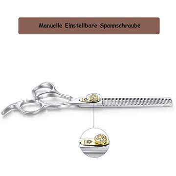 Dream Reach Professional Dog Grooming Straight, Curved, Thinning/Blending/Chunking Scissors Kit, JP-440C Stainless Steel Pet Cat Hair Cutting/Trimming Shears (7 inch-Thinning Scissors)