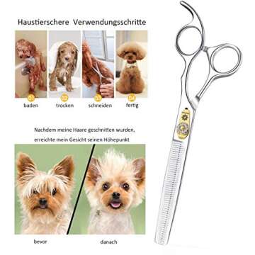 Dream Reach Professional Dog Grooming Straight, Curved, Thinning/Blending/Chunking Scissors Kit, JP-440C Stainless Steel Pet Cat Hair Cutting/Trimming Shears (7 inch-Thinning Scissors)