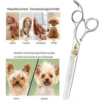Dream Reach Professional Dog Grooming Straight, Curved, Thinning/Blending/Chunking Scissors Kit, JP-440C Stainless Steel Pet Cat Hair Cutting/Trimming Shears (7 inch-Thinning Scissors)