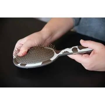 FRAMAR Curly Hair Detangler Brush – Detangler Brush For Curly Hair Cow Print Hairbrush For Curly Hair, Wet Hairbrushes For Woman, Womens Hair Brush For Thick Hair Cute Cow Stuff Brush Hair - Cow Print