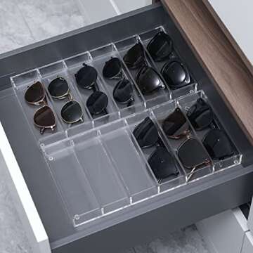 MyGift Premium Clear Acrylic Sunglass Holder Display Tray, Drawer Organizer Storage Case for Sunglas...