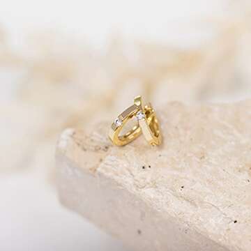 PAVOI 14K Gold Plated Sterling Silver Cubic Zirconia Huggie Hoop Earrings for Women in Yellow Gold
