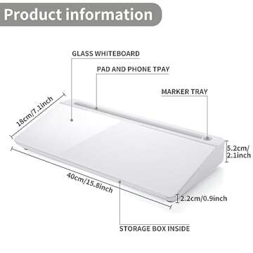 Desktop Whiteboard, Dry Erase Board Computer Keyboard Stand with Marker, Desk Organizers with Access...