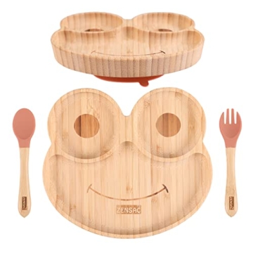 3PCS Eco-Friendly Bamboo Baby Plate & Utensils Set