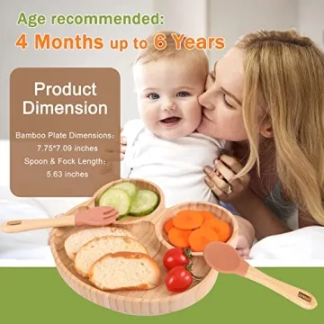 3PCS Eco-Friendly Bamboo Baby Plate & Utensils Set